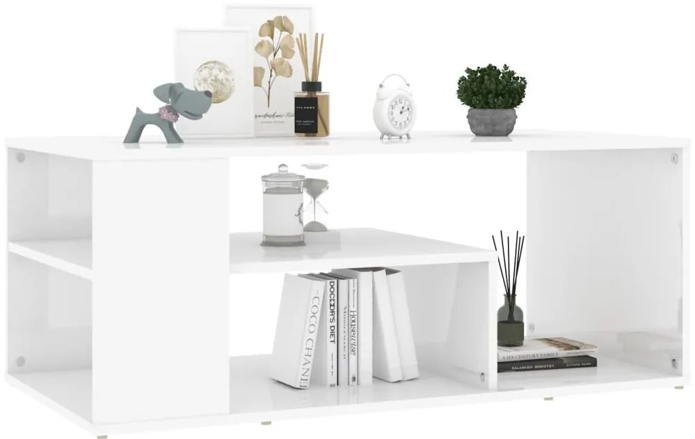 Mesa de centro 100x50x40 cm derivados madeira branco brilhante