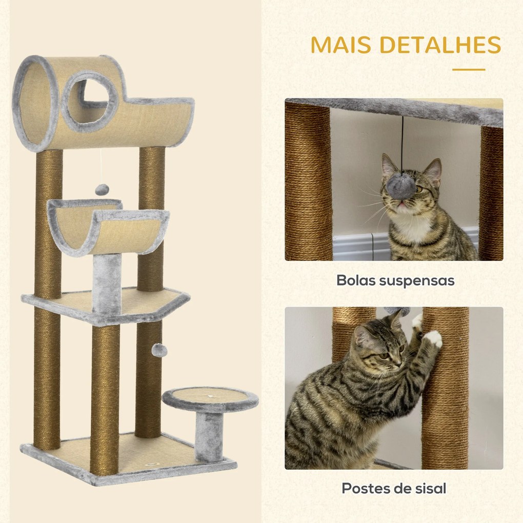 PawHut Árvore Arranhador para Gatos de 122cm Torre de Arranhar para Ga