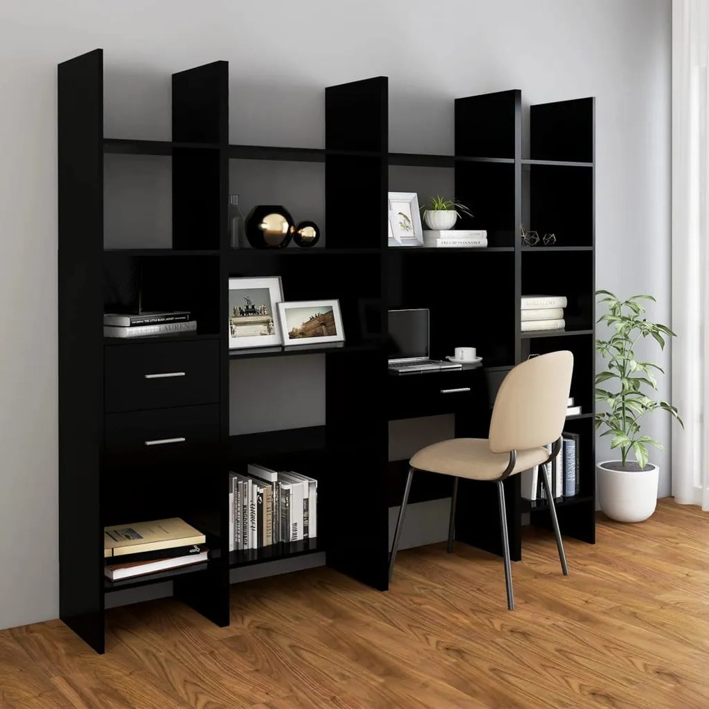 3079593 vidaXL 4 pcs conjunto de estantes contraplacado preto