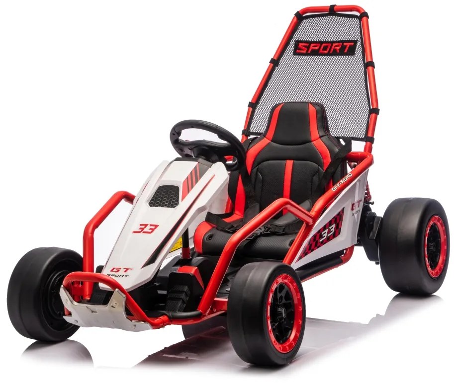 Kart elétrico para Crianças 24 V TORNADO Gokart Função Drift, Rodas espuma plástica EVA, assento couro ecológico vermelho