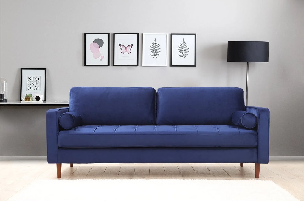 Sofá de 3 Lugares Rome – Azul Marinho – 215 x 90 x 70 cm