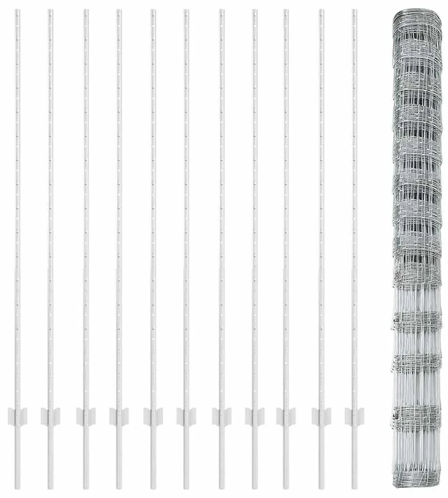 Postes de Cerca vidaXL 22 pcs U-Channel 150 cm Aço Galvanizado