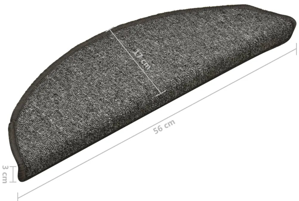 Tapete/carpete para degraus 15 pcs 56x17x3 cm cinza-escuro
