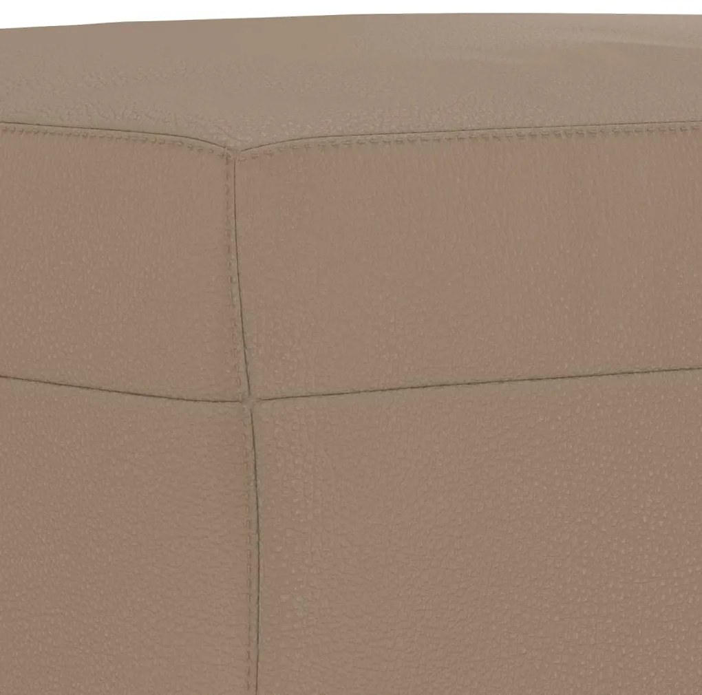 3 pcs conjunto sofás c/ almofadões couro artificial cappuccino