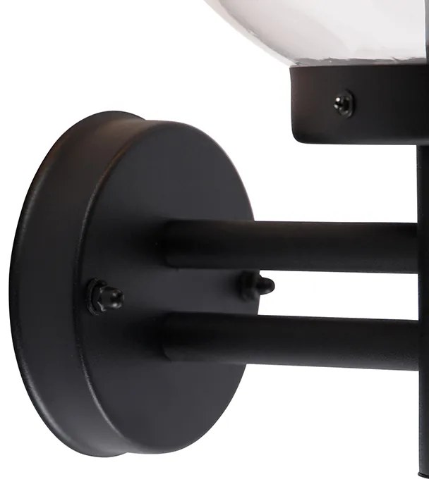 Candeeiro de parede exterior preto com vidro transparente incl. sensor de movimento - Sfera Moderno
