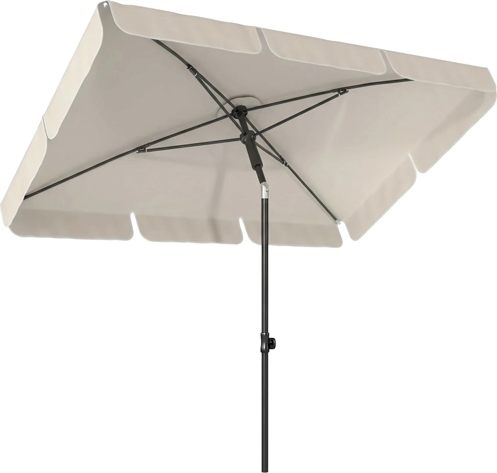 Outsunny Guarda-sol 183 x 122 cm, repelente à água guarda-sol de varanda com inclinação em 3 níveis, manivela, guarda-sol com manivela com 8 varetas, Bege | Aosom Portugal