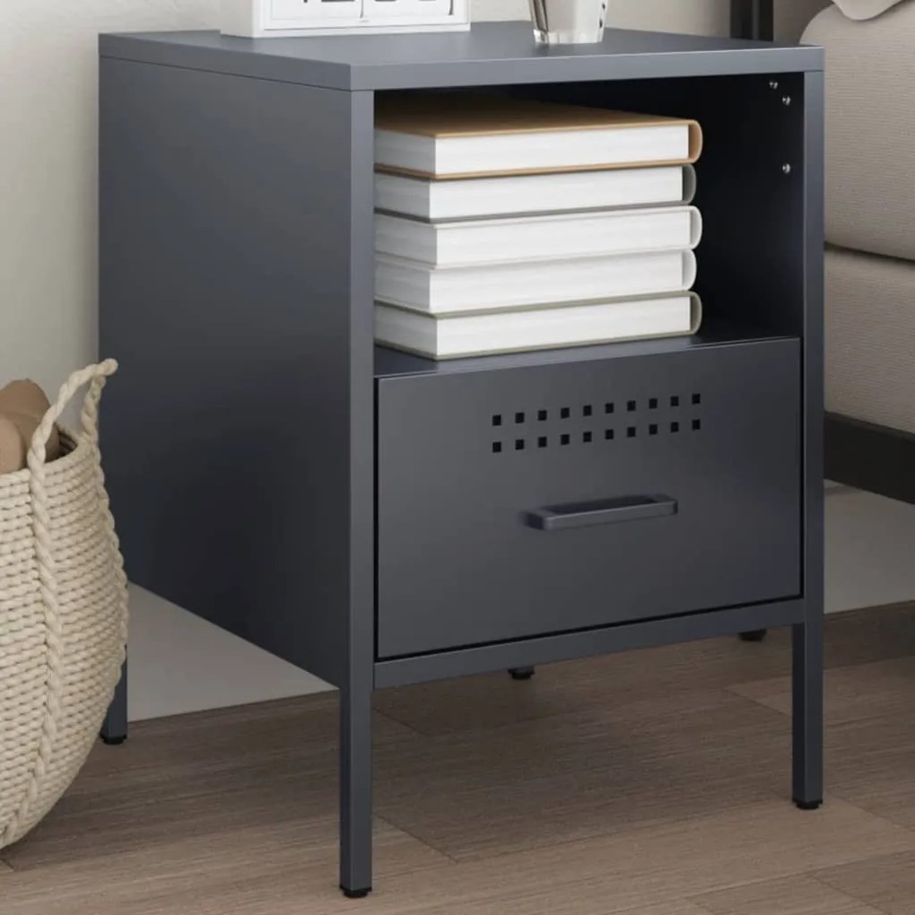 vidaXL Mesa de cabeceira 36x39x50,5 cm aço antracite