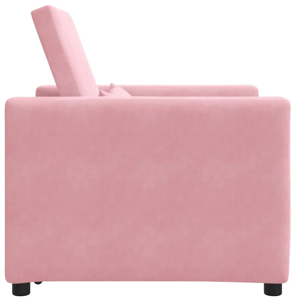 Sofá-Cama Conversível Rosa Veludo 3 em 1