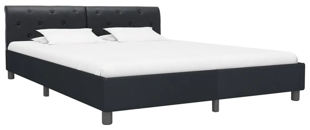 Estrutura de cama 180x200 cm couro artificial preto