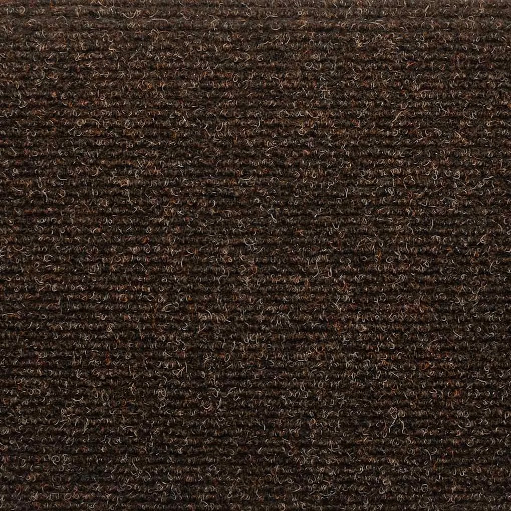 Tapetes escada autoadesivos 5 pcs 65x21x4 cm agulhado castanho