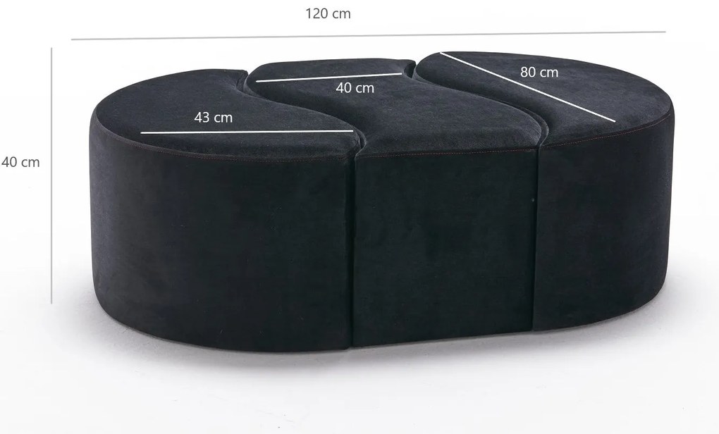 Pouffe Alya Puf – Anthracite Pink – 120x40x80 cm