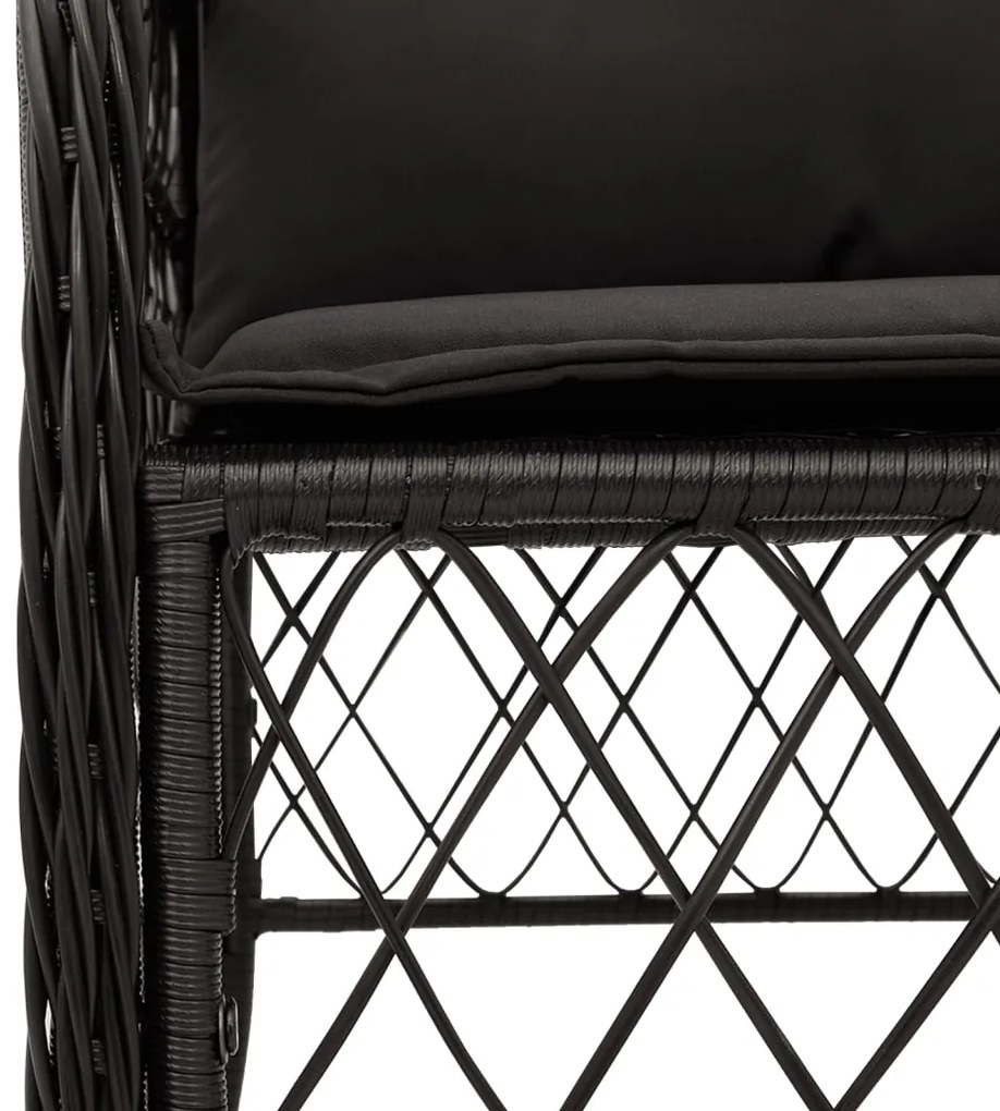 3 pcs conjunto de bistrô com almofadões vime PE preto