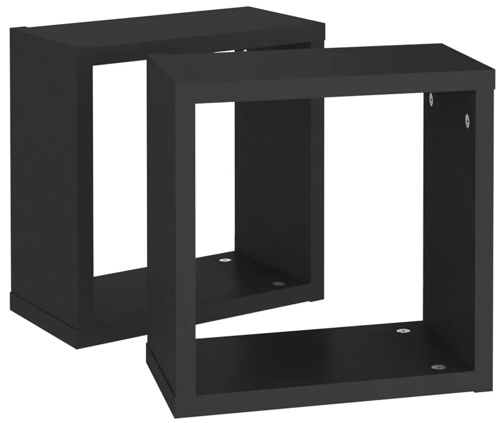 Prateleiras de parede em forma de cubo 2 pcs 30x15x30 cm preto