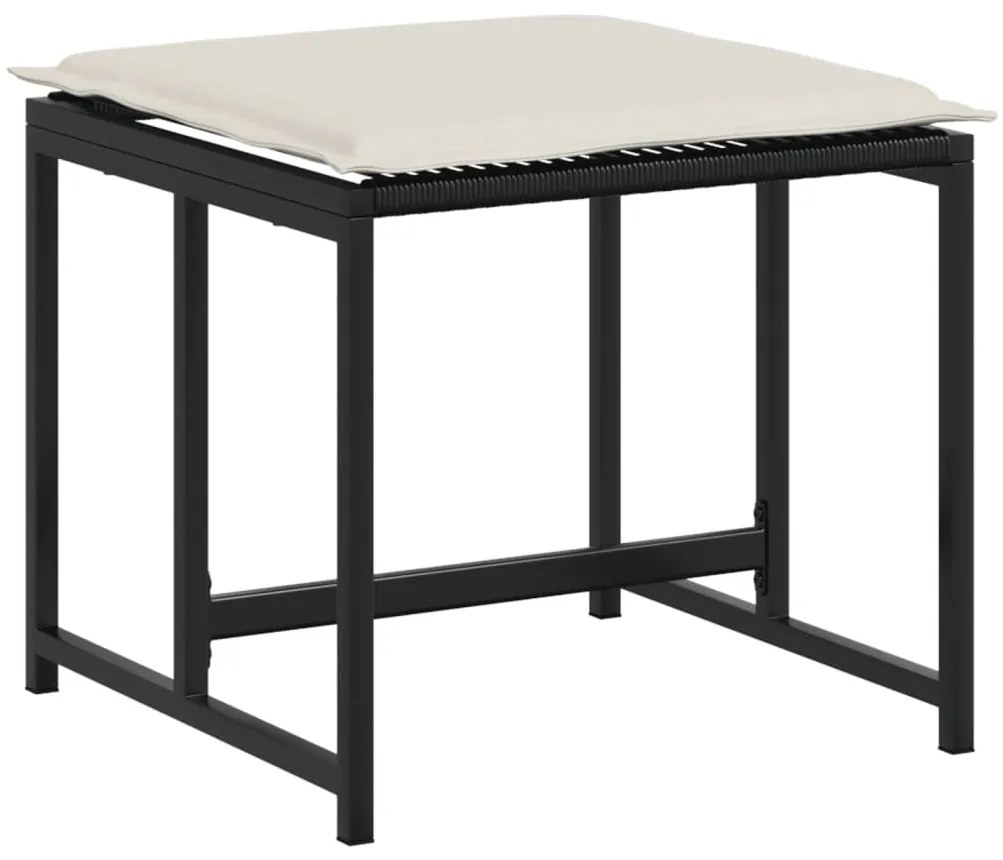 9 pcs conjunto de jantar p/ jardim c/ almofadões vime PE preto