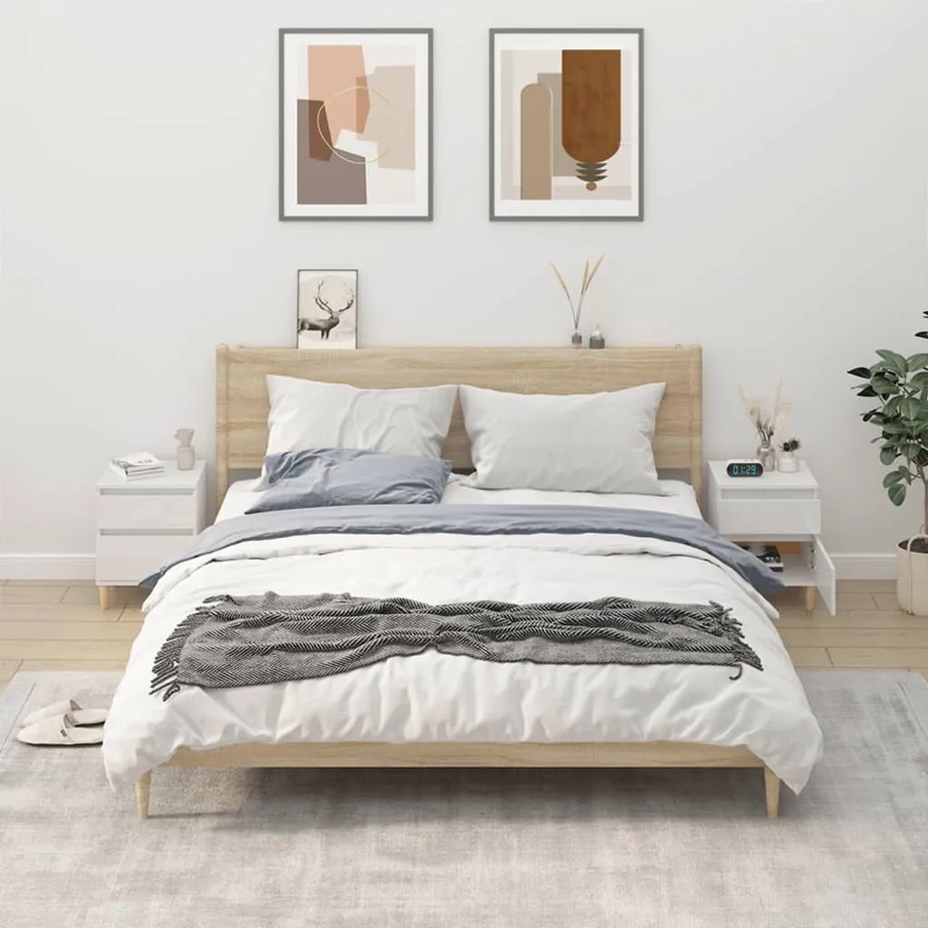 821831 vidaXL Mesas de cabeceira 2 pcs 40x35x50 cm branco brilhante