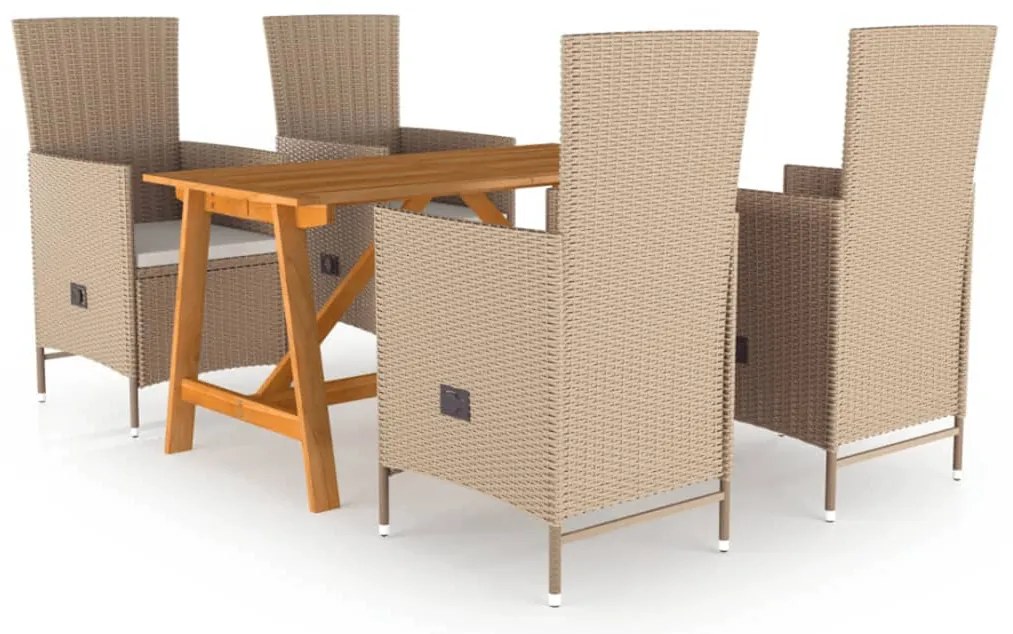 5 pcs conjunto de jantar para jardim bege