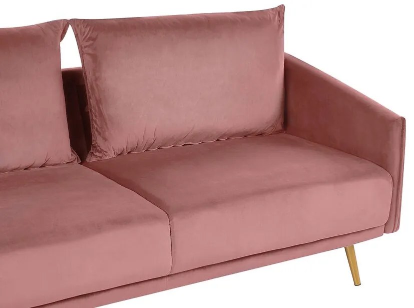Sofá 3 lugares em veludo rosa MAURA Beliani