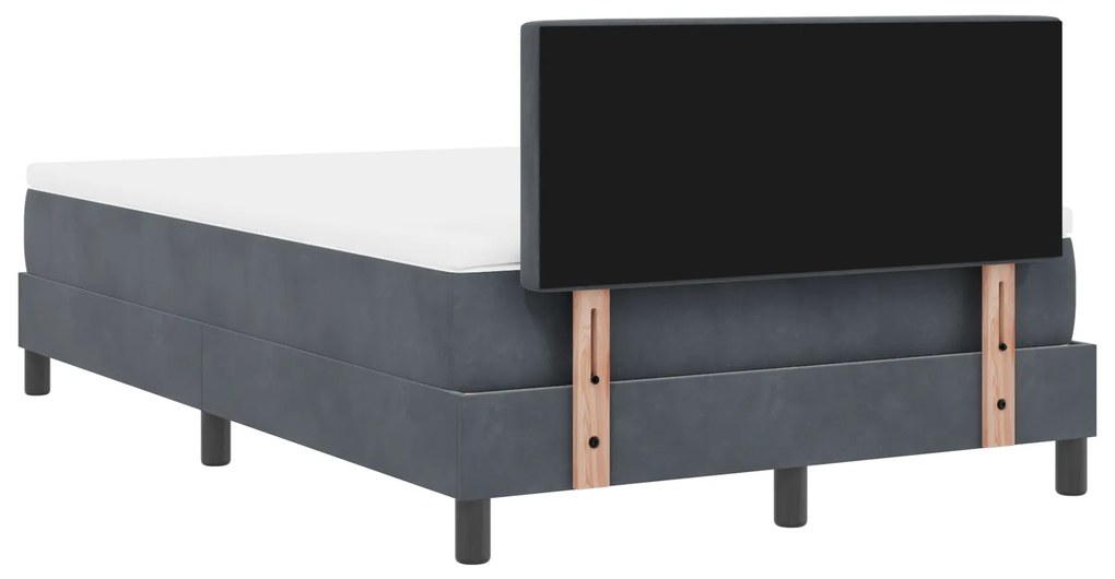 Cama Box Spring vidaXL com Colchão Cinza Escuro Casal Pequeno Veludo