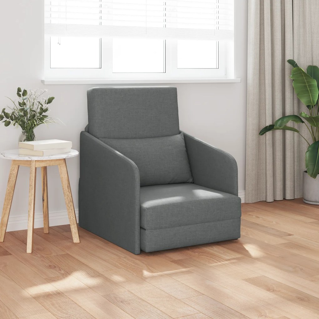 vidaXL Sofá Cama de Chão 2 em 1 Cinza Escuro 65x80x83 cm Tecido