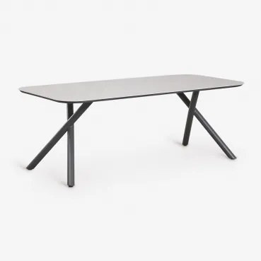 Mesa De Jantar Retangular 200x95 Cm Em Alumínio Brinela Cinza Grafito - Sklum