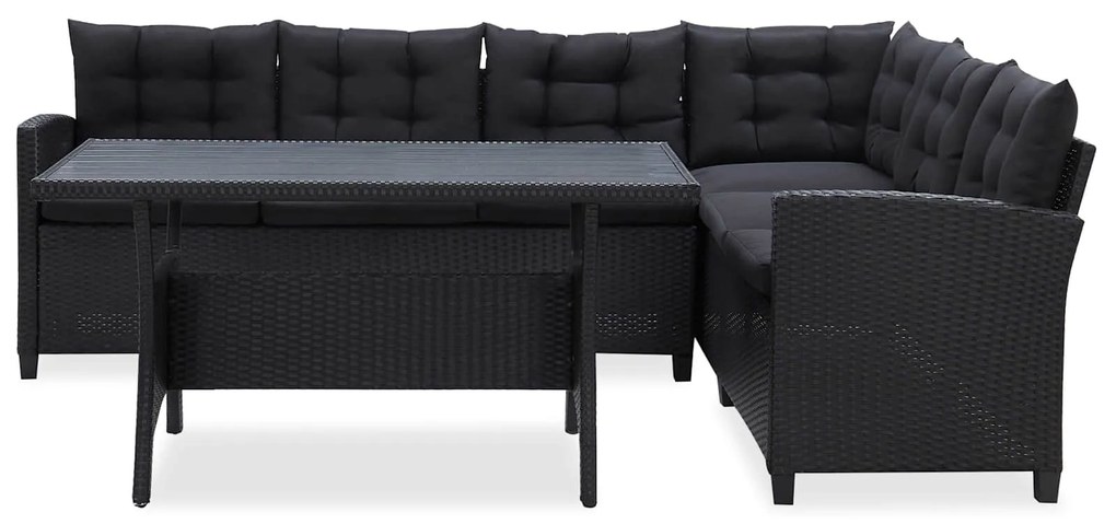 vidaXL Conjuntos de móveis para exterior Preto vime PE