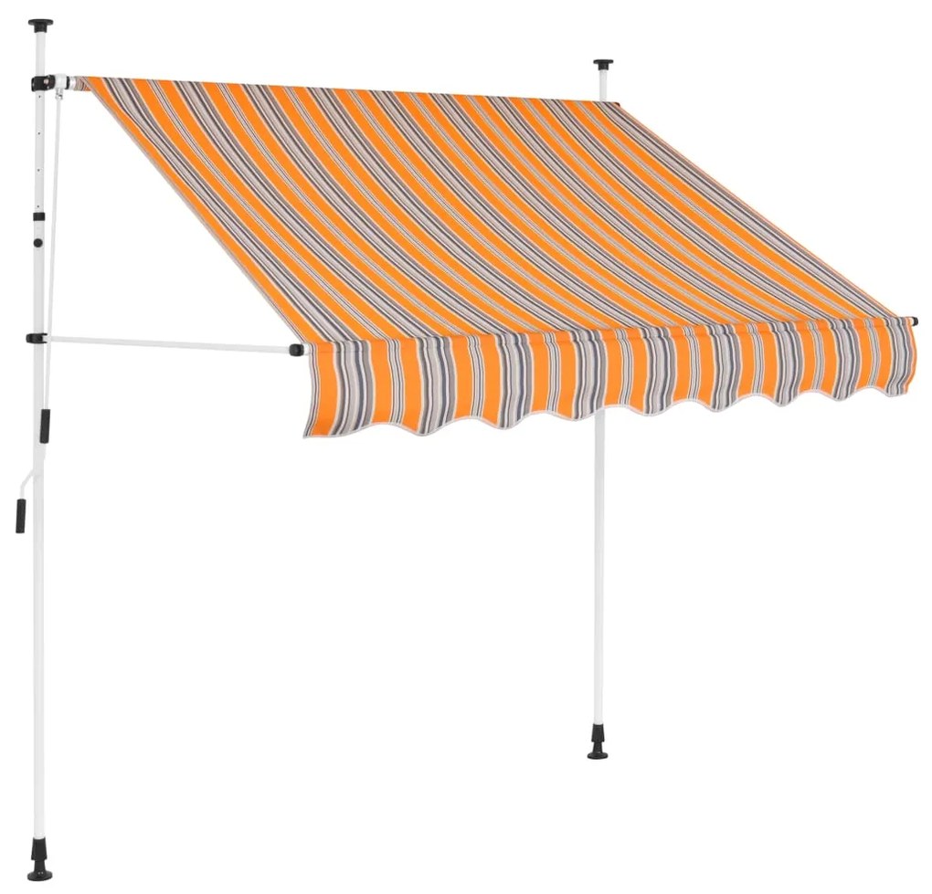 Toldo retrátil manual 100 cm riscas amarelas e azuis