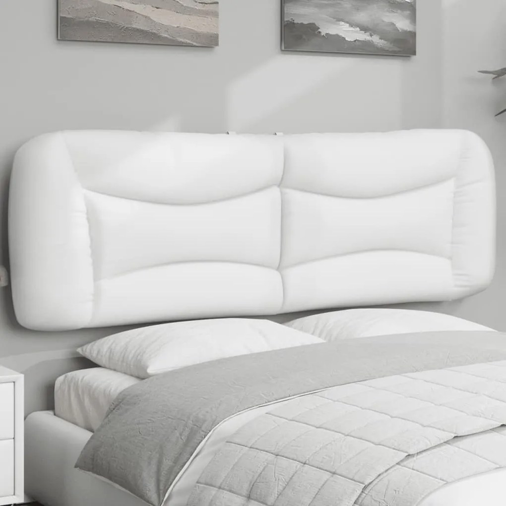 Almofadão de cabeceira 160 cm couro artificial branco
