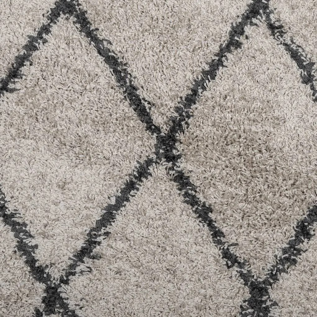 Tapete shaggy de pelo alto PAMPLONA 80x200 cm bege e antracite