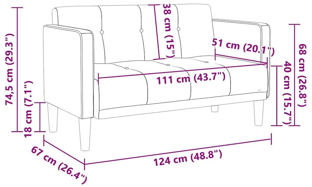 Sofá-luvas 111 cm tecido cinzento-escuro