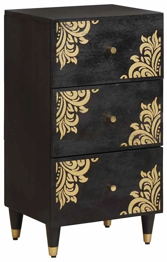 vidaXL Buffet com gaveta Preto 40 x 33 x 75 cm Madeira de manga maciça