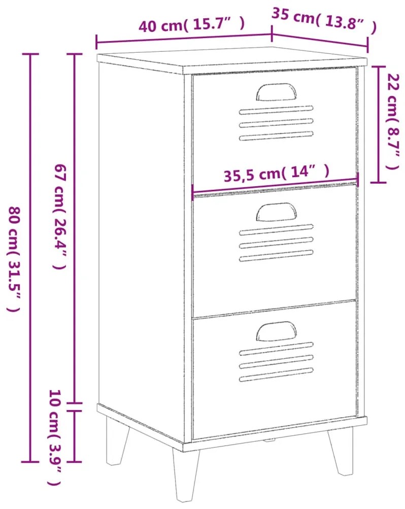 Mesa de cabeceira VIKEN derivados de madeira branco