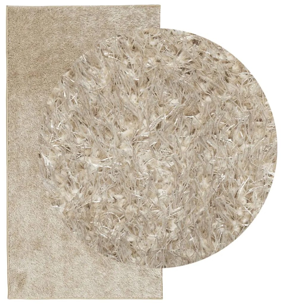 Tapete de pelo alto com aspeto brilhante ISTAN 100x200 cm bege