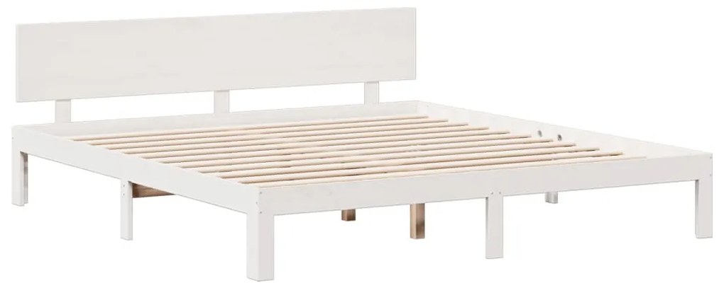 Cama com estante sem colchão 180x200 cm pinho maciço branco