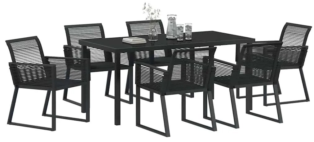 Conjunto de Jantar de Jardim de 7 Peças em Rattan Preto