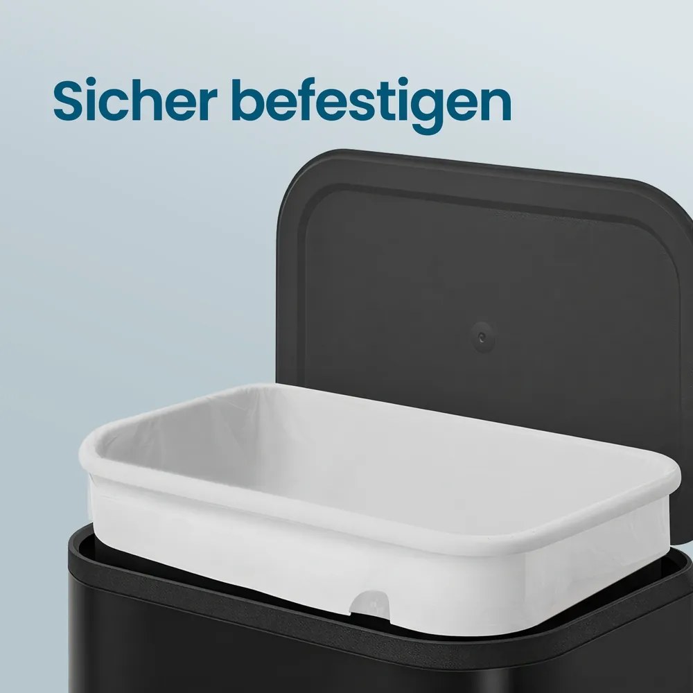 Caixote do lixo de 20 l com caixote interior 6,6 x 30 x 42,5 cm Preto