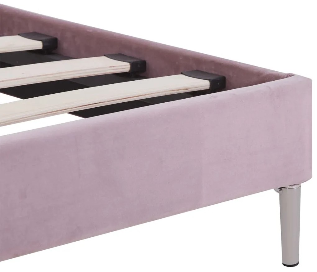 Estrutura de cama com LED 180x200 cm tecido cor-de-rosa