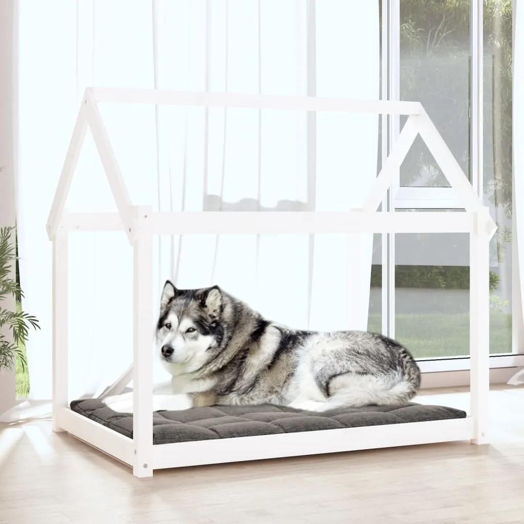 Cama para cães 111x80x100 cm madeira de pinho maciça branco
