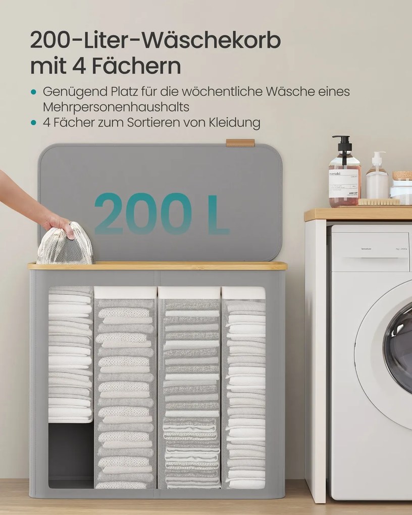 Cesto da roupa suja com tampa 78 x 38,5 x 70,5 cm cinzento