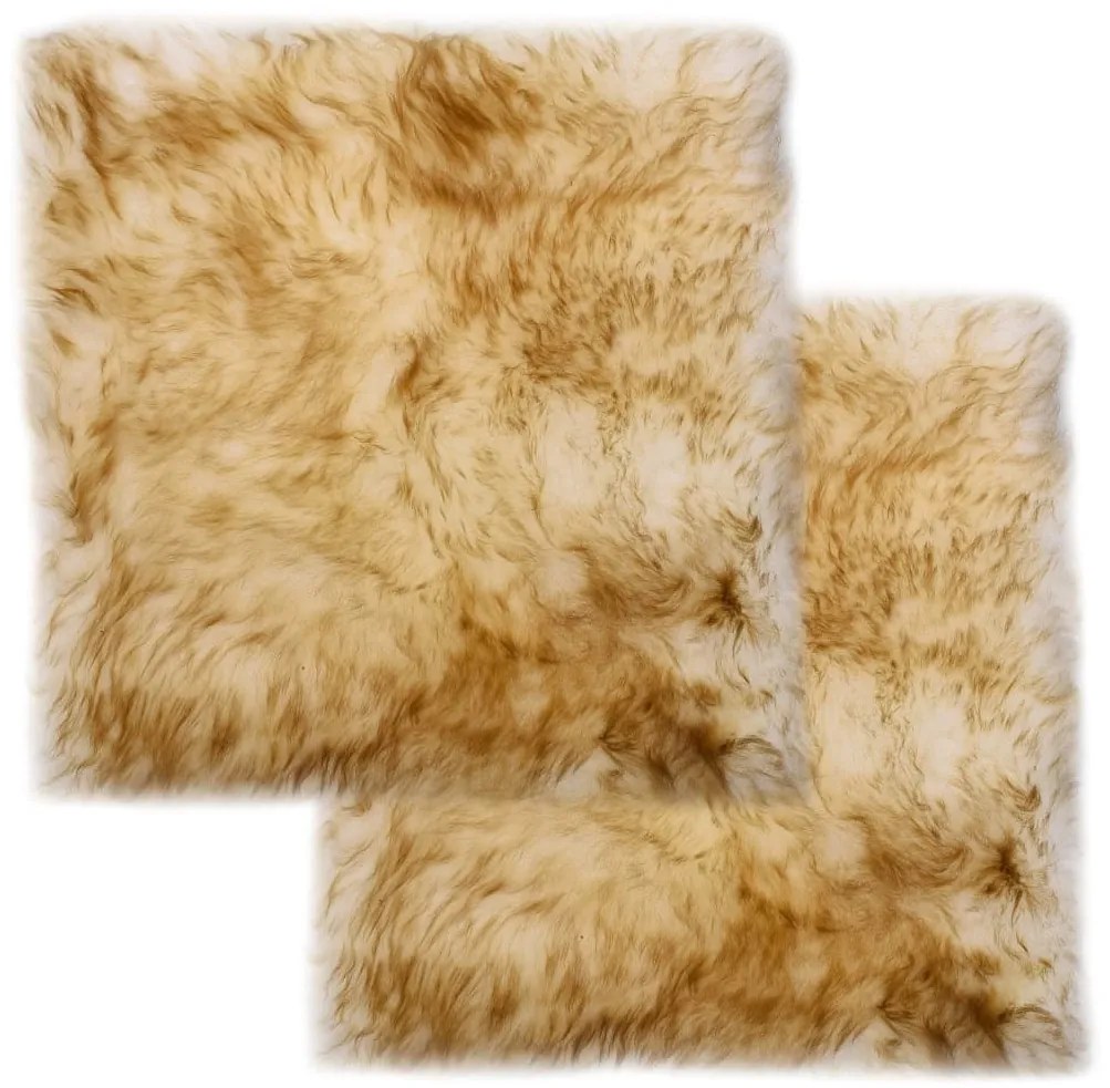 Almofadas cadeira 2 pcs 40x40cm pele carneiro castanho mesclado