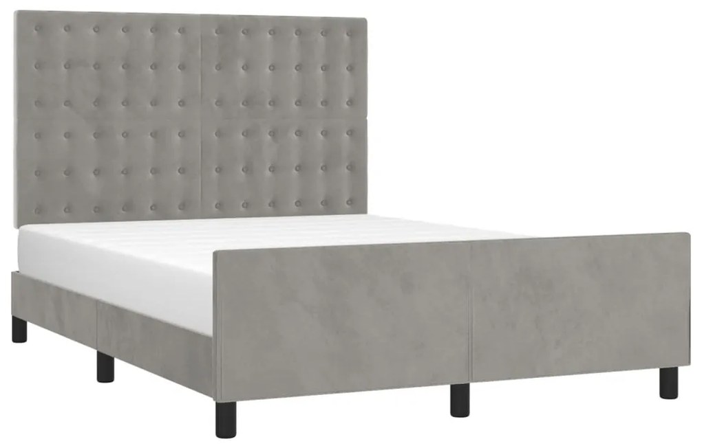 Estrutura de cama sem colchão 140x200 cm veludo cinzento-claro