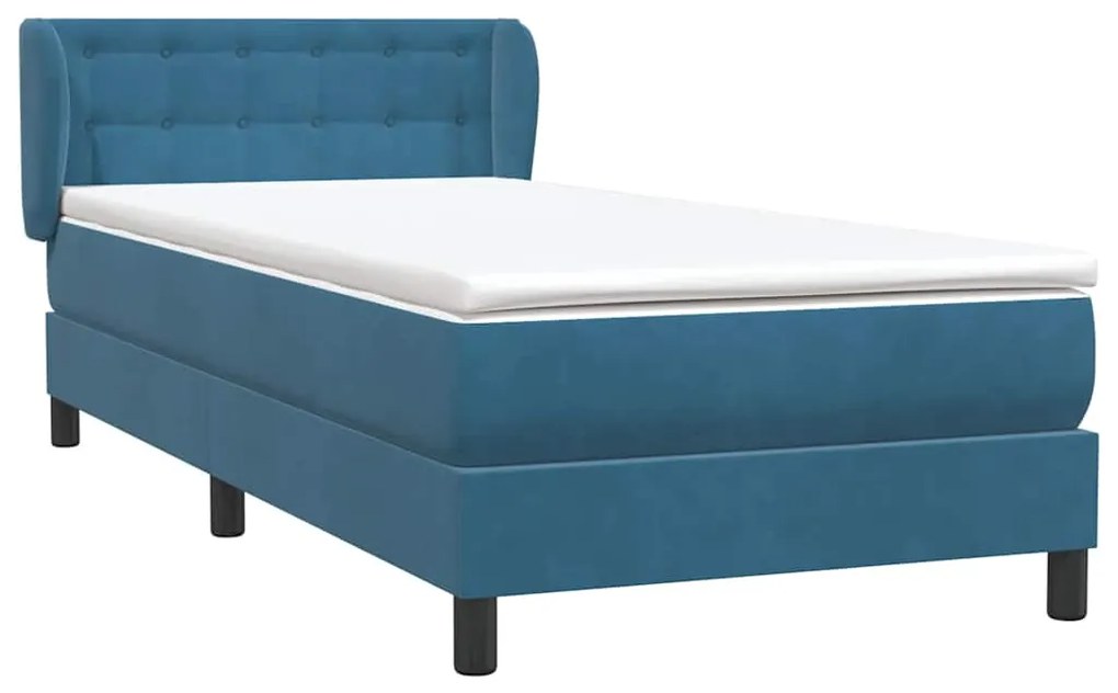 Cama com molas/colchão 80x220 cm veludo azul-escuro