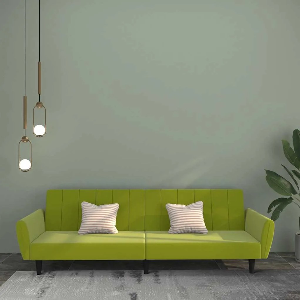 vidaXL Sofá-cama de 2 lugares veludo verde-claro