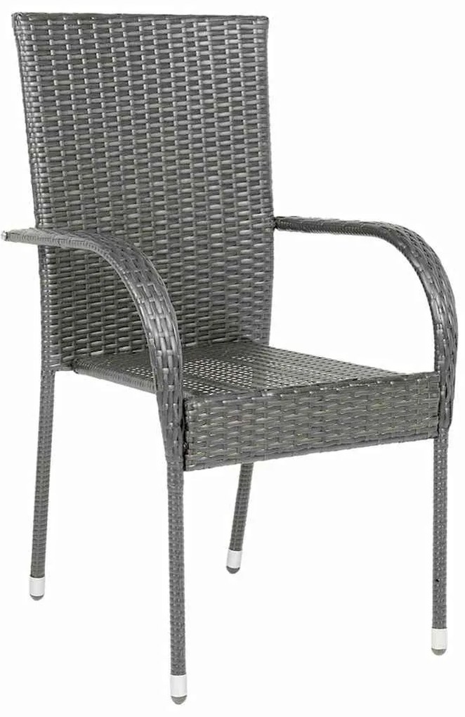 Cadeiras de exterior empilháveis 4 pcs vime PE cinzento