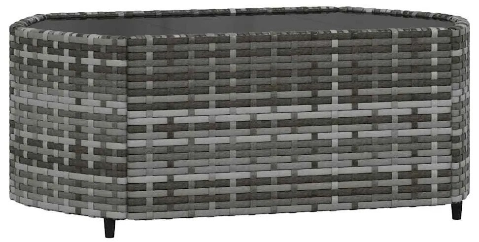 3 pcs conjunto lounge de jardim c/ almofadões vime PE cinzento