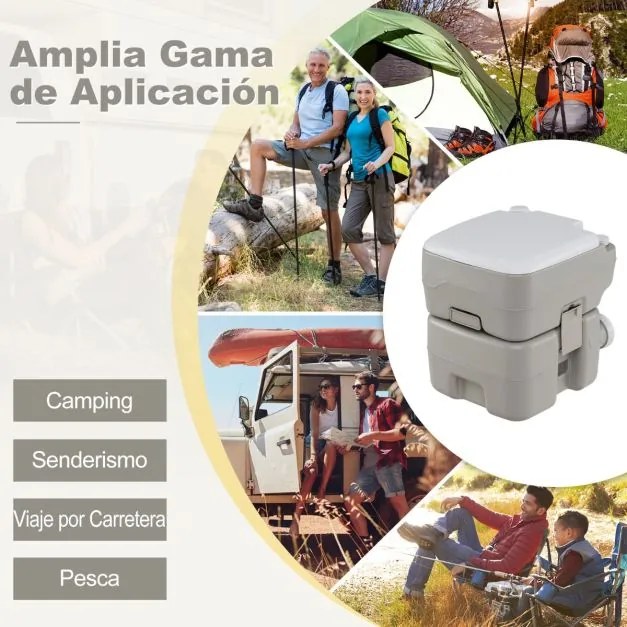 Sanita portátil com depósito de resíduos de 20 L com bomba de descarga e funil telescópico Sanita à prova de fugas cinzenta