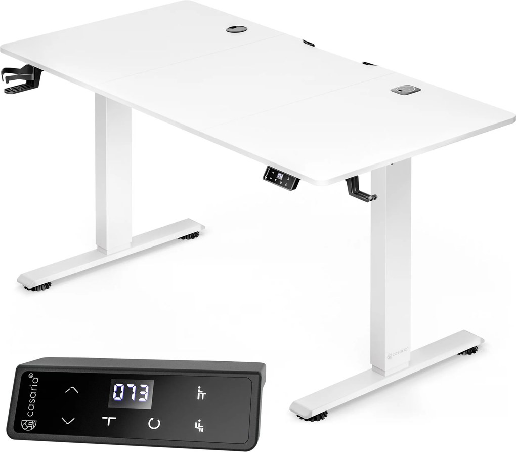 Secretaria eletrica com altura ajustável, 120 x 60 x 72–117 cm branca