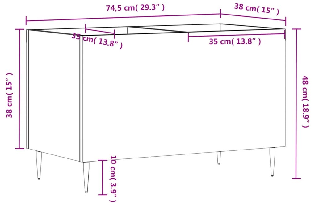 Armário para discos 74,5x38x48 cm derivados de madeira branco