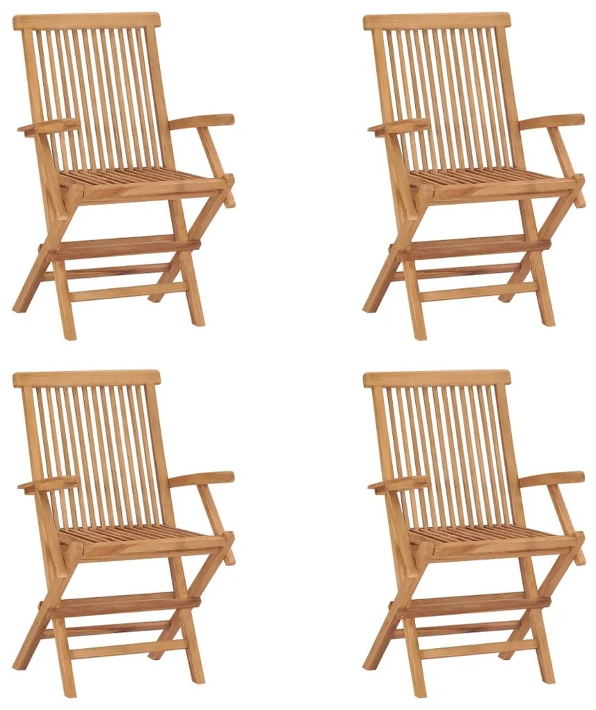 vidaXL Cadeiras de jardim dobráveis 4 pcs madeira de teca maciça
