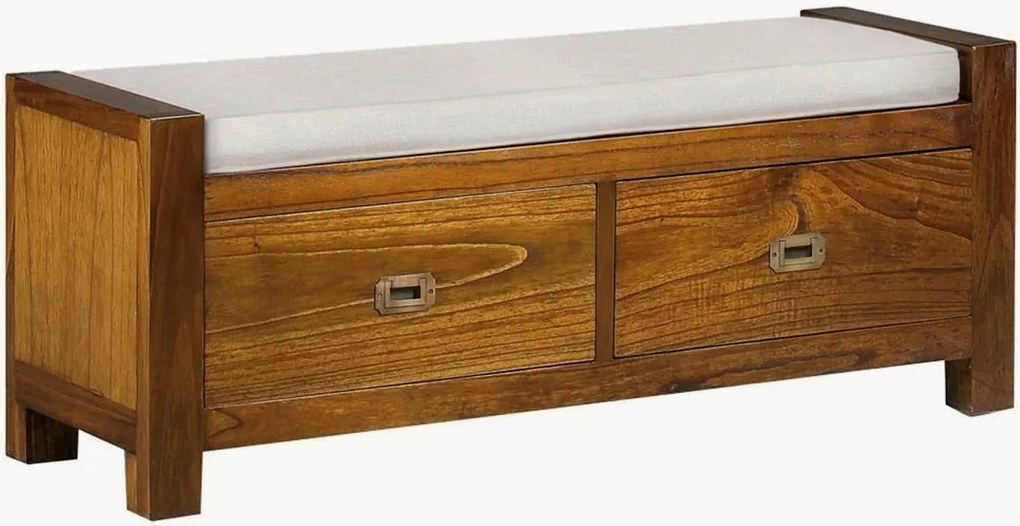 Banco estofado em madeira de mindi artesanal com arrumação Star