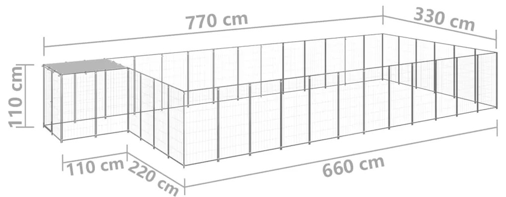 Canil 22,99 m² aço prateado